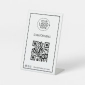 Eenvoudige QR-code Logo Contactloos Menu Social Me Reclamebord Met Voetstuk (Voorkant)