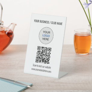 Eenvoudige QR-code Logo Website Pedestal Sign Reclamebord Met Voetstuk