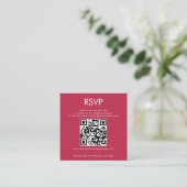 Eenvoudige QR-code Magenta Weddenschap RSVP Informatiekaartje (Staand voorkant)