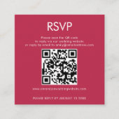 Eenvoudige QR-code Magenta Weddenschap RSVP Informatiekaartje (Voorkant)