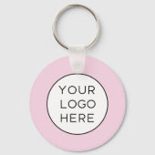 Eenvoudige QR-code met bedrijfsnaam en Logo | Roze Sleutelhanger (Achterkant)