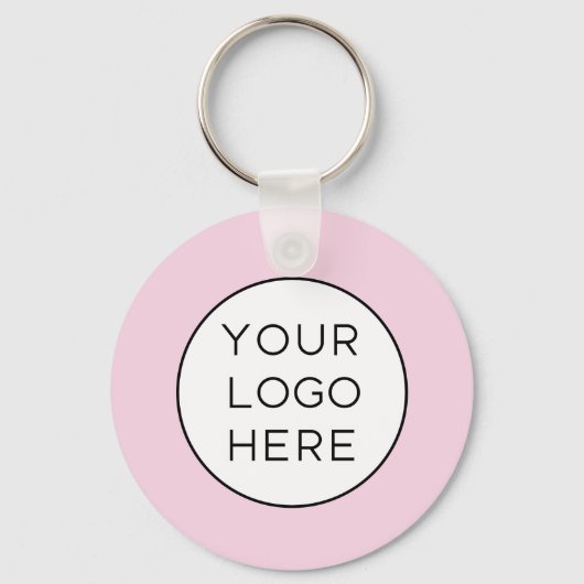 Eenvoudige QR-code met bedrijfsnaam en Logo | Roze Sleutelhanger (Achterkant)