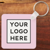 Eenvoudige QR-code met bedrijfsnaam en Logo | Roze Sleutelhanger (Achterkant)