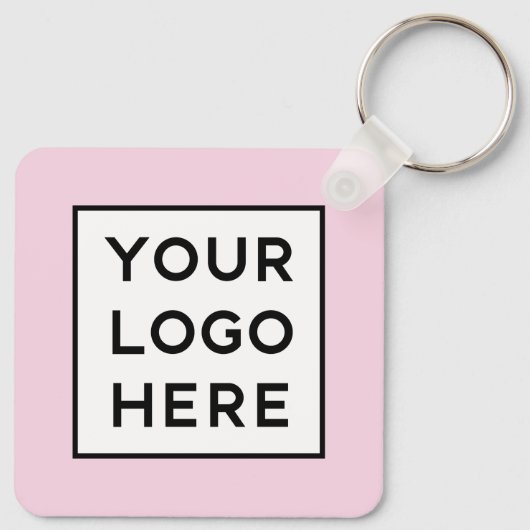 Eenvoudige QR-code met bedrijfsnaam en Logo | Roze Sleutelhanger (Achterkant)