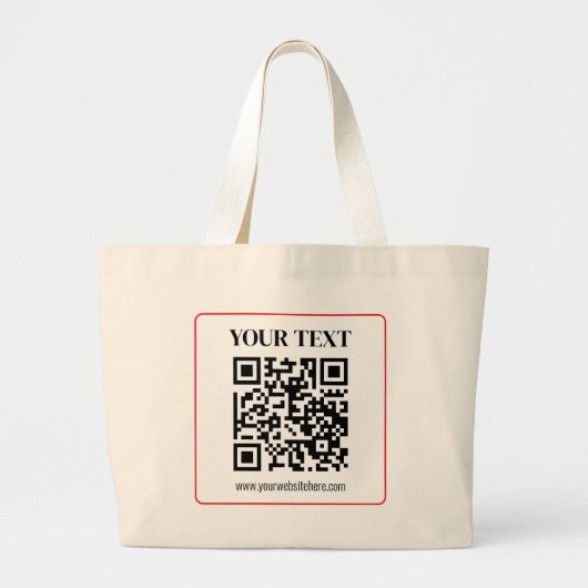 Eenvoudige QR-code met rode rand Grote Tote Bag (Voorkant)