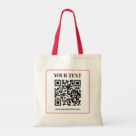 Eenvoudige QR-code met rode rand Tote Bag (Achterkant)