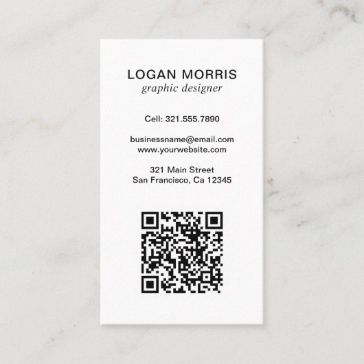 Eenvoudige QR-code Modern Visitekaartje (Voorkant)
