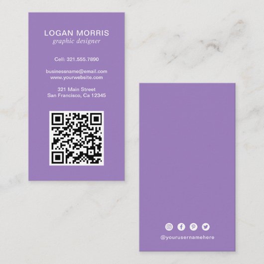 Eenvoudige QR-code Modern Visitekaartje (Voorkant / Achterkant)