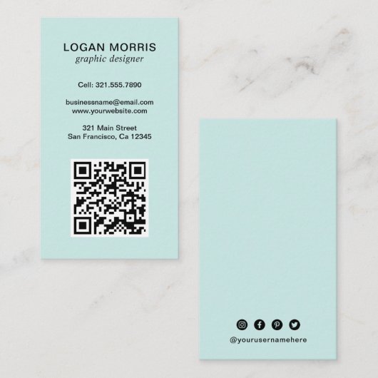 Eenvoudige QR-code Modern Visitekaartje (Voorkant / Achterkant)