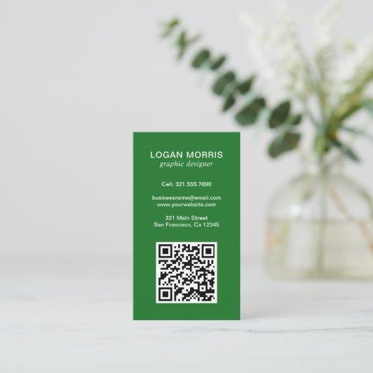 Eenvoudige QR-code Modern Visitekaartje (Staand voorkant)