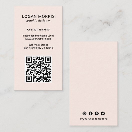 Eenvoudige QR-code Modern Visitekaartje (Voorkant / Achterkant)