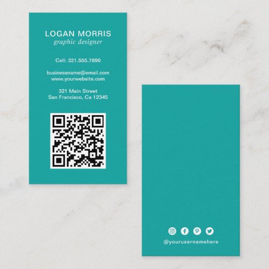 Eenvoudige QR-code Modern Visitekaartje (Voorkant / Achterkant)