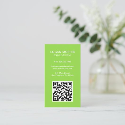 Eenvoudige QR-code Modern Visitekaartje (Staand voorkant)