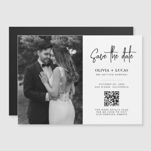 Eenvoudige QR-code Moderne foto Sla de datum op (Voorkant / Achterkant)