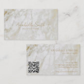 Eenvoudige QR-code Moderne legant Gold Marble Visitekaartje (Voorkant / Achterkant)