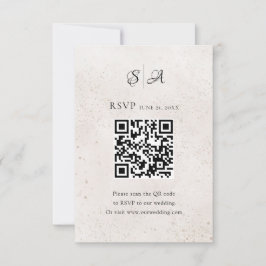 Eenvoudige QR-code Monogram Bruiloft RSVP Kaartje