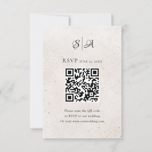 Eenvoudige QR-code Monogram Bruiloft RSVP Kaartje (Voorkant)