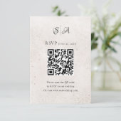 Eenvoudige QR-code Monogram Bruiloft RSVP Kaartje (Staand voorkant)
