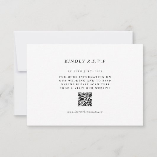 Eenvoudige QR Code RSVP Huwelijksreactiekaart Kaartje (Voorkant)