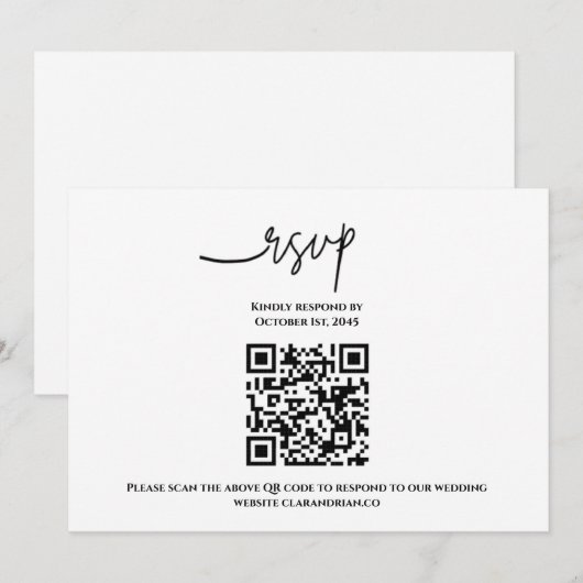Eenvoudige QR Code RSVP-kaart  Kaart (Voorkant / Achterkant)