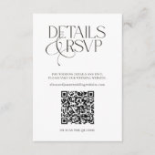 Eenvoudige QR-code RSVP & trouwdetails kaart (Voorkant)