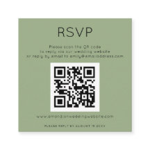 Eenvoudige QR-code Sage Green Wedding RSVP Enclosu