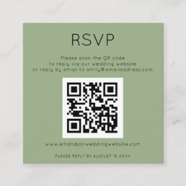 Eenvoudige QR-code Sage Green Wedding RSVP Enclosu Informatiekaartje