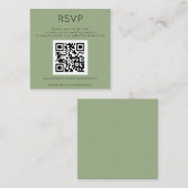 Eenvoudige QR-code Sage Green Wedding RSVP Enclosu Informatiekaartje (Voorkant / Achterkant)