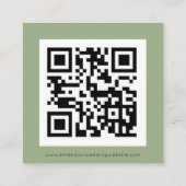Eenvoudige QR-code Sage Green Wedding RSVP Informatiekaartje (Achterkant)