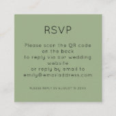 Eenvoudige QR-code Sage Green Wedding RSVP Informatiekaartje (Voorkant)