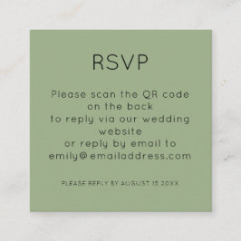 Eenvoudige QR-code Sage Green Wedding RSVP Informatiekaartje