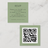 Eenvoudige QR-code Sage Green Wedding RSVP Informatiekaartje (Voorkant / Achterkant)