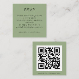 Eenvoudige QR-code Sage Green Wedding RSVP Informatiekaartje