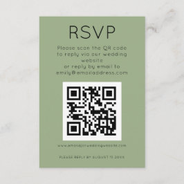 Eenvoudige QR-code Sage Green Wedding RSVP Informatiekaartje