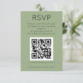 Eenvoudige QR-code Sage Green Wedding RSVP Informatiekaartje (Staand voorkant)