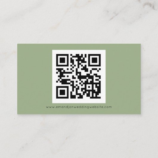 Eenvoudige QR-code Sage Green Wedding Website Informatiekaartje (Achterkant)