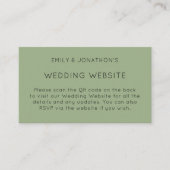 Eenvoudige QR-code Sage Green Wedding Website Informatiekaartje (Voorkant)