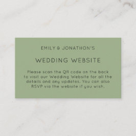 Eenvoudige QR-code Sage Green Wedding Website Informatiekaartje