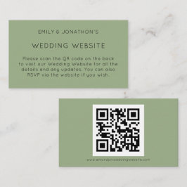 Eenvoudige QR-code Sage Green Wedding Website Informatiekaartje