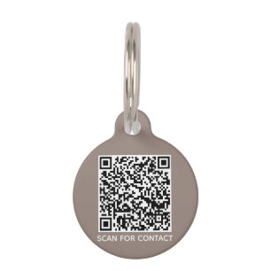 Eenvoudige QR Code scan contact Info dog greige Huisdierpenning