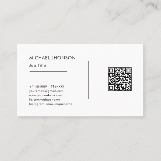 Eenvoudige QR Code Social Media Logo Wit Visitekaartje (Voorkant)
