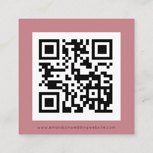 Eenvoudige QR-code Stof Roze Roze Trouw-RSVP Informatiekaartje (Achterkant)