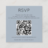 Eenvoudige QR-code Stusty Blue Wedding RSVP Enclos Informatiekaartje (Voorkant)