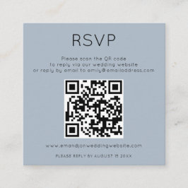 Eenvoudige QR-code Stusty Blue Wedding RSVP Enclos Informatiekaartje