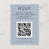Eenvoudige QR-code Stusty Blue Wedding RSVP Informatiekaartje (Voorkant)