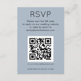 Eenvoudige QR-code Stusty Blue Wedding RSVP Informatiekaartje
