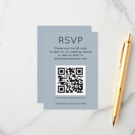 Eenvoudige QR-code Stusty Blue Wedding RSVP Informatiekaartje