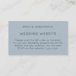 Eenvoudige QR-code Stusty Blue Wedding Website Informatiekaartje
