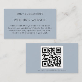 Eenvoudige QR-code Stusty Blue Wedding Website Informatiekaartje