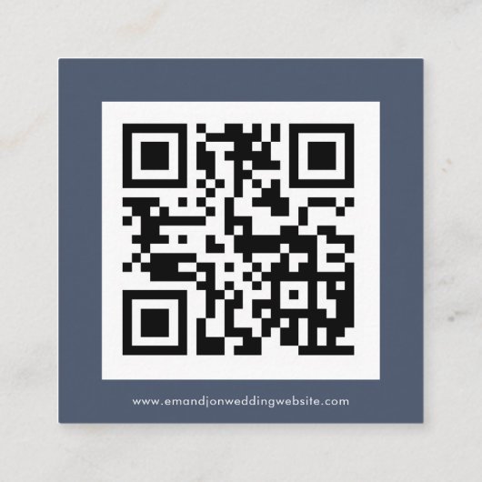 Eenvoudige QR-code Stusty Navy Blue Wedding RSVP Informatiekaartje (Achterkant)